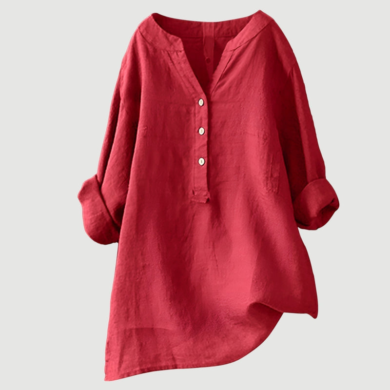 RAVENNA – Women’s Oversized Blouse with V-neck and Buttons
