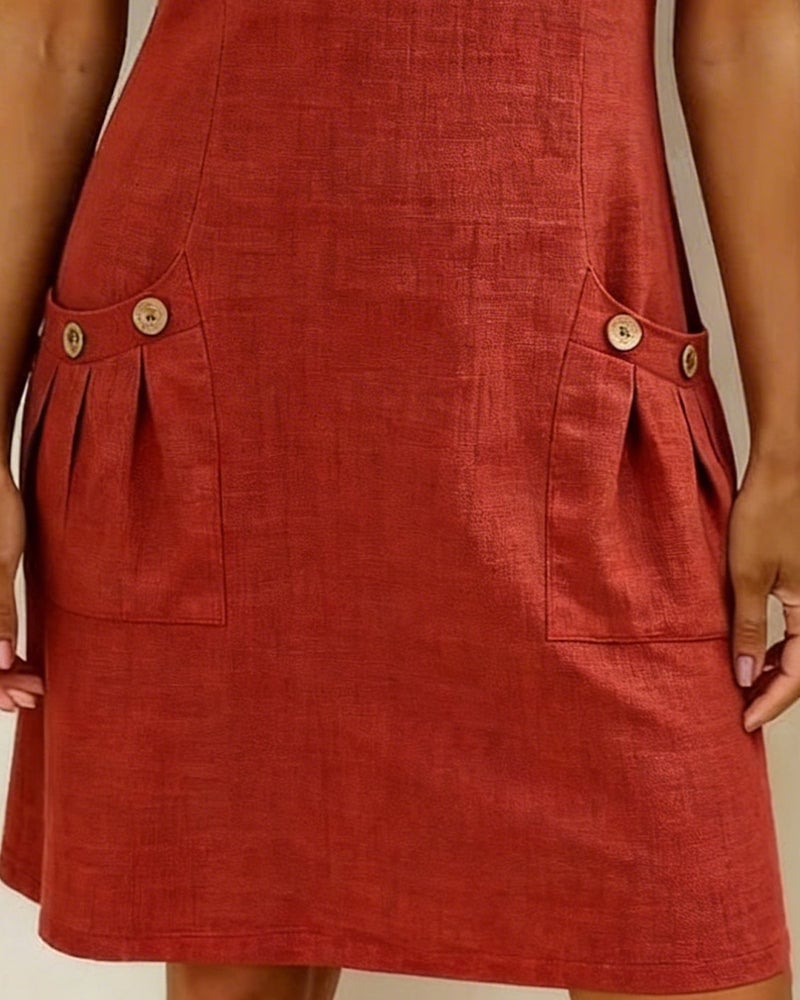 Sola Dress — Cotton Linen with Zip & Pockets