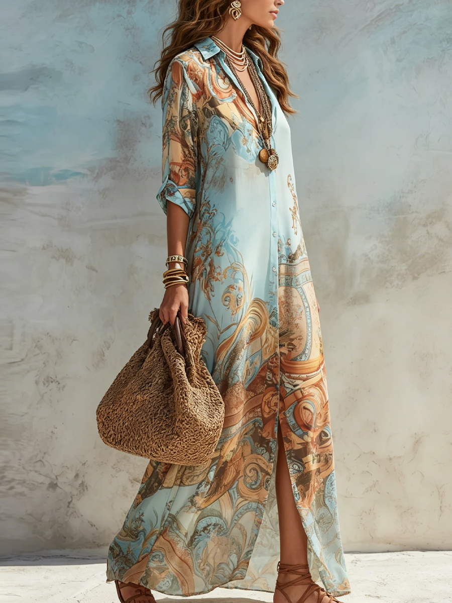Arabella™ | Baroque Bloom Chiffon Maxi Dress