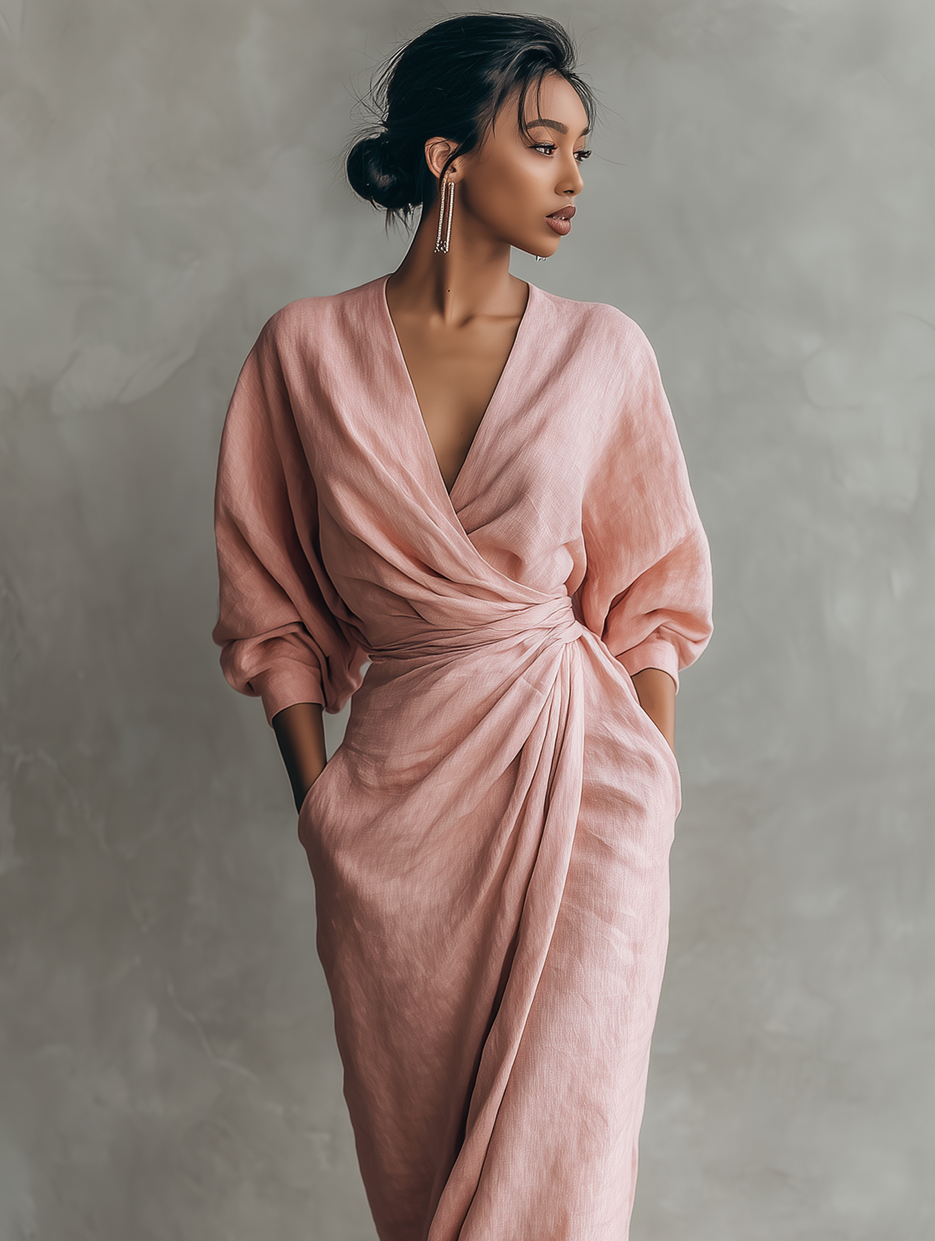 Daria linen dress with a V-neck