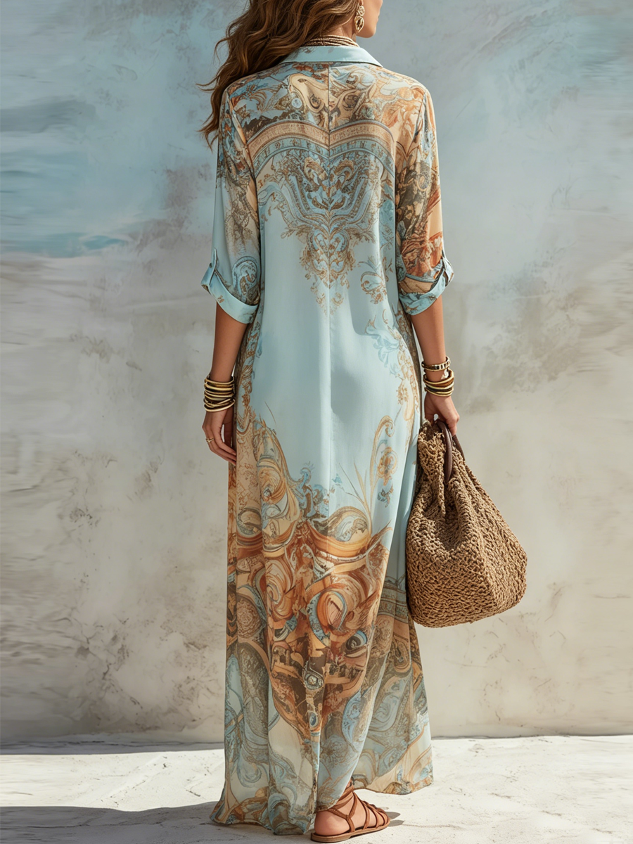 Arabella™ | Baroque Bloom Chiffon Maxi Dress