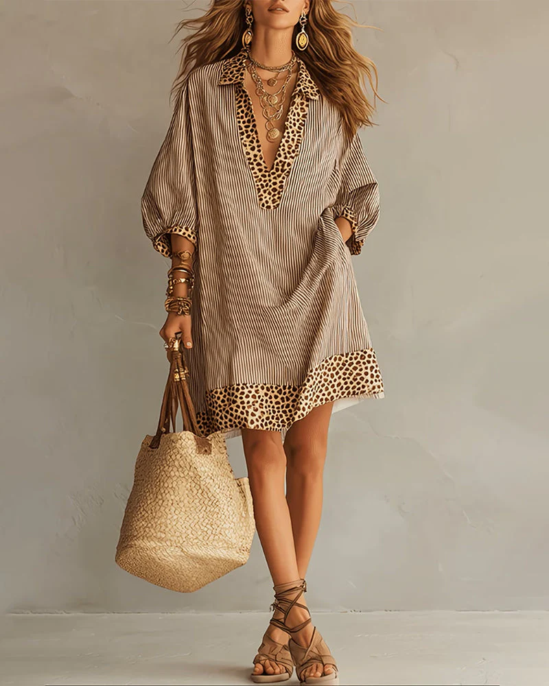 Zélie | Leopard Print Striped Dress