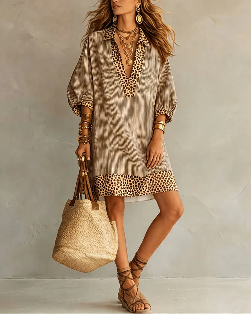 Zélie | Leopard Print Striped Dress
