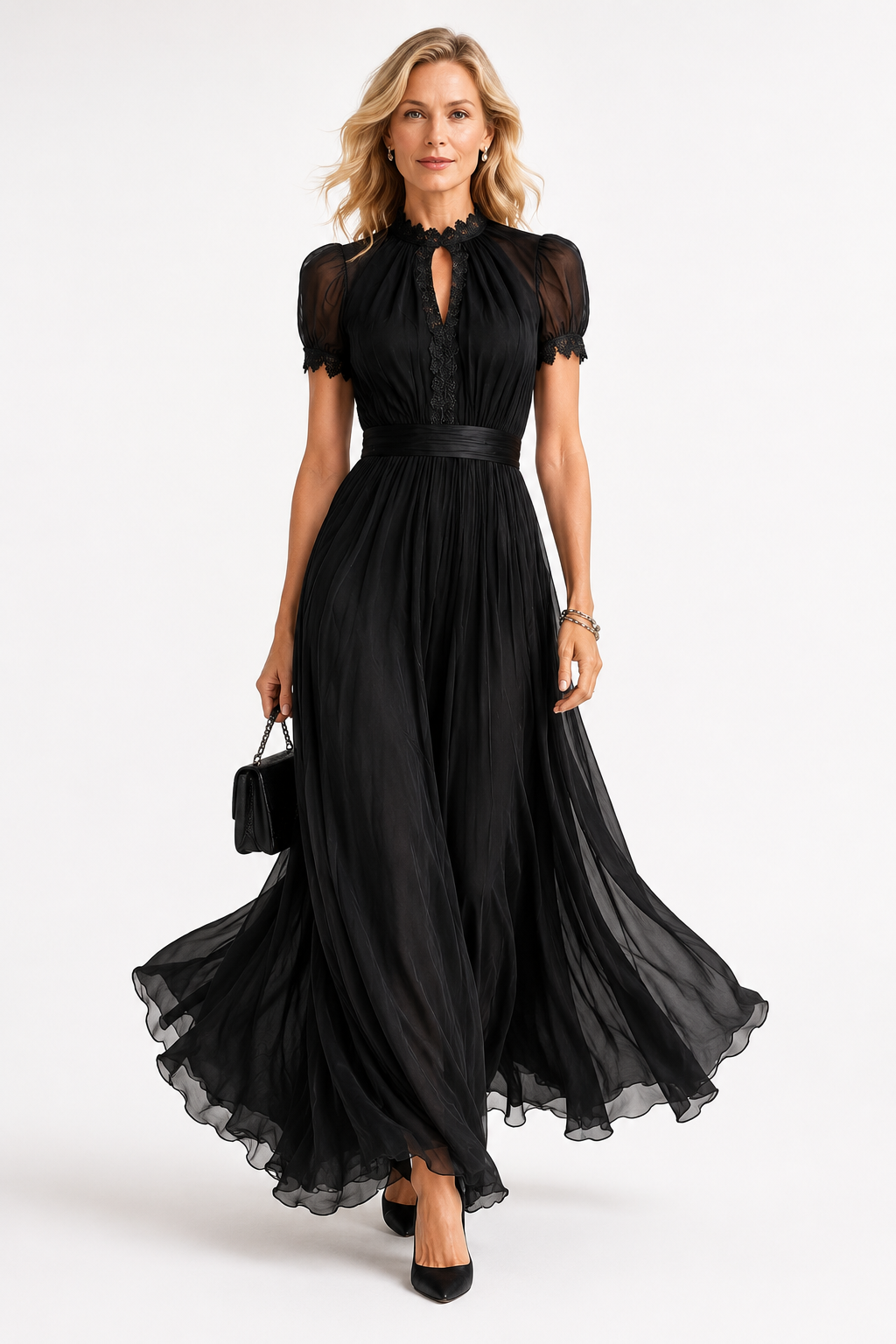 Bailey | Elegant Chiffon Lace Maxi Dress