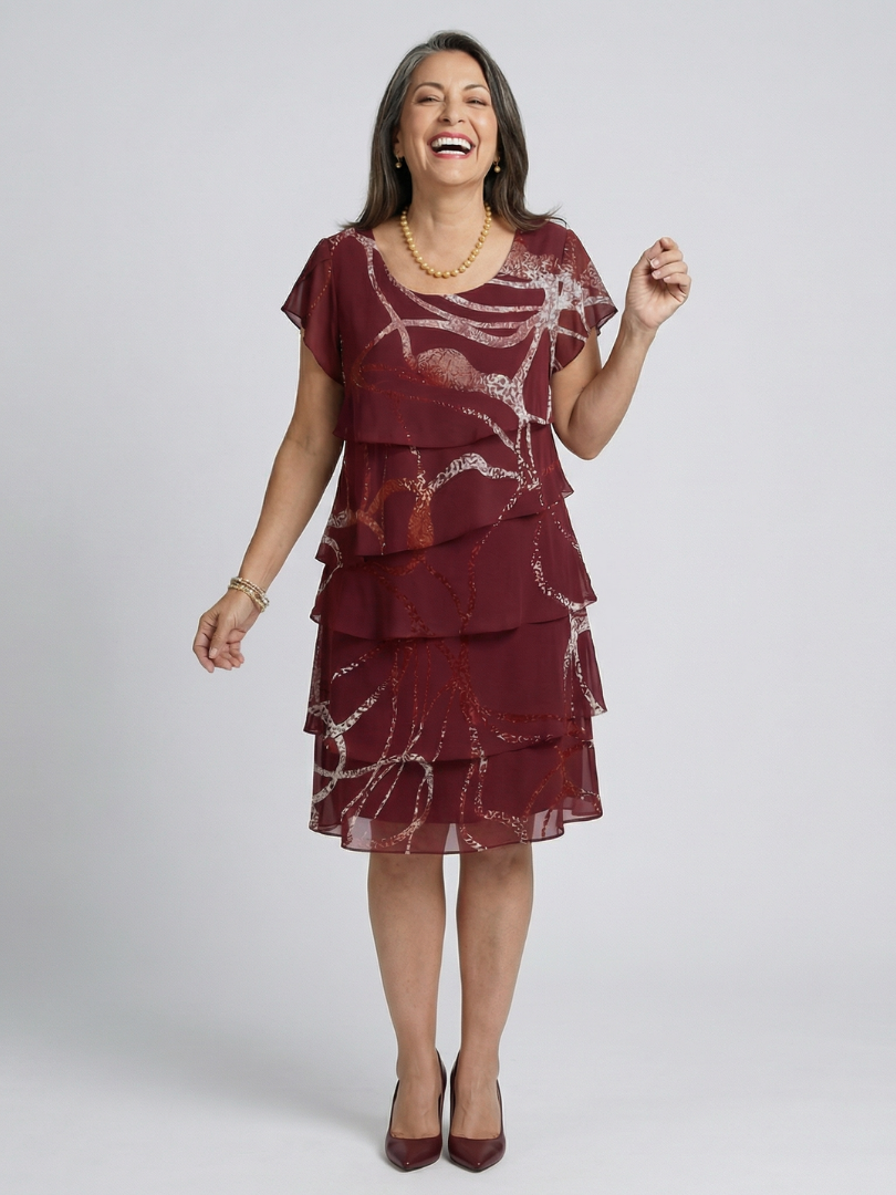 Ella | Composed Abstract Knee Length Dress
