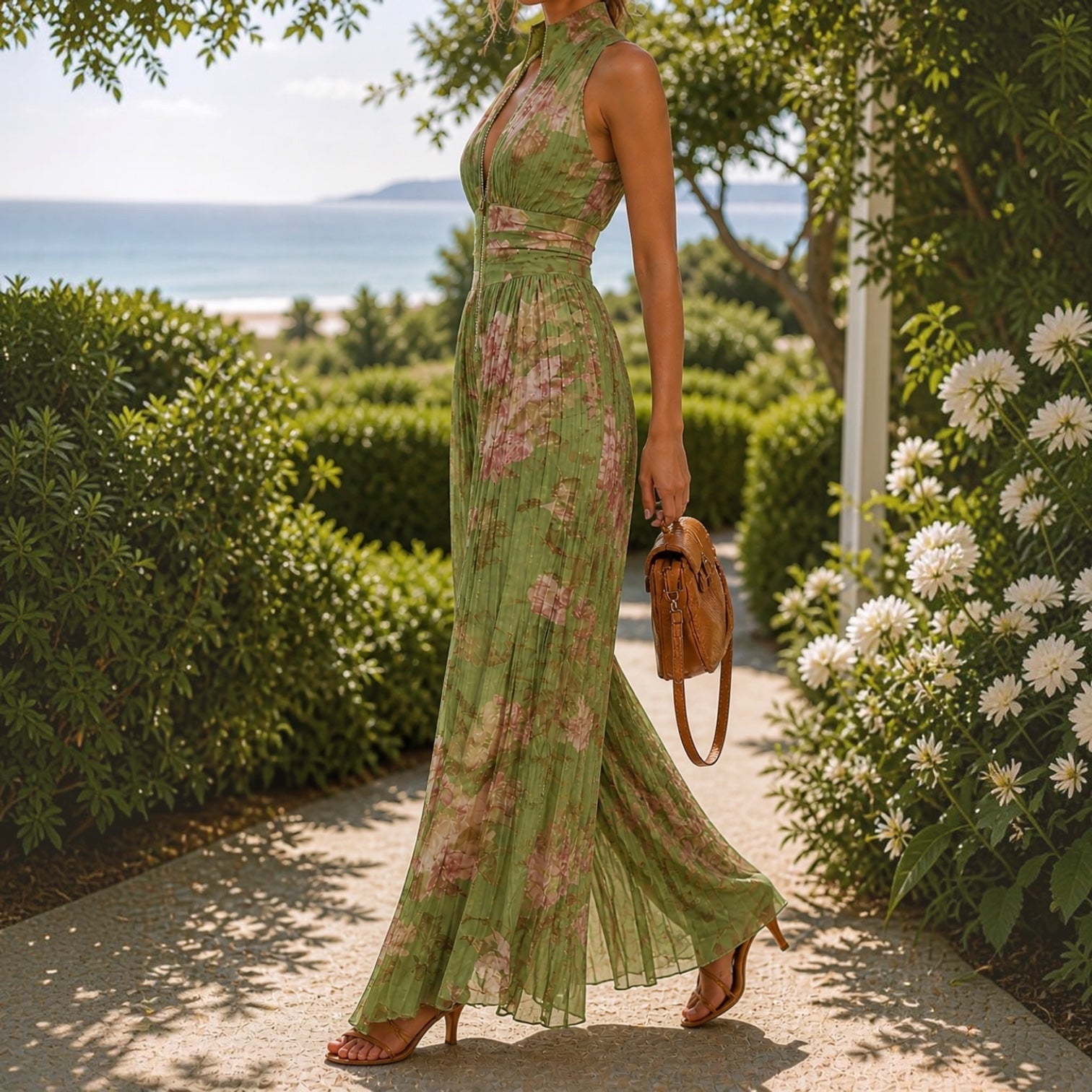 FLORA™ | Floral Halter Wide-Leg Jumpsuit