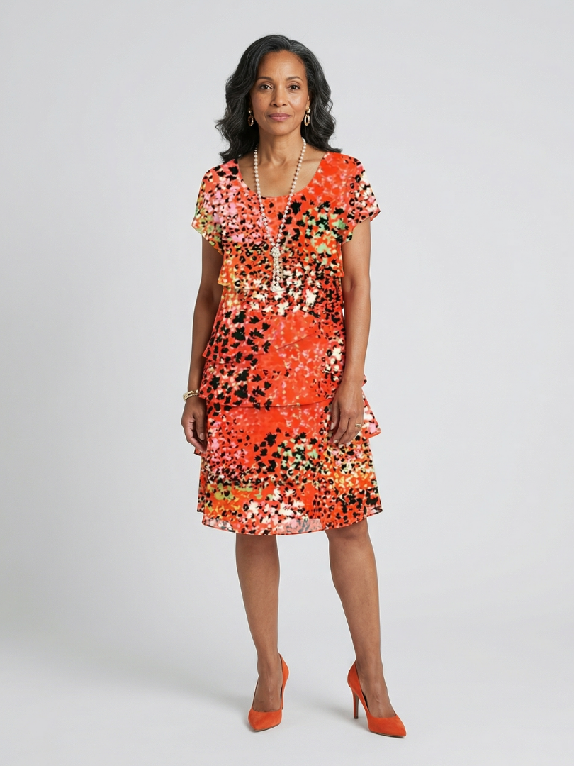 Hannah | Speckled Tier Knee Length Dress