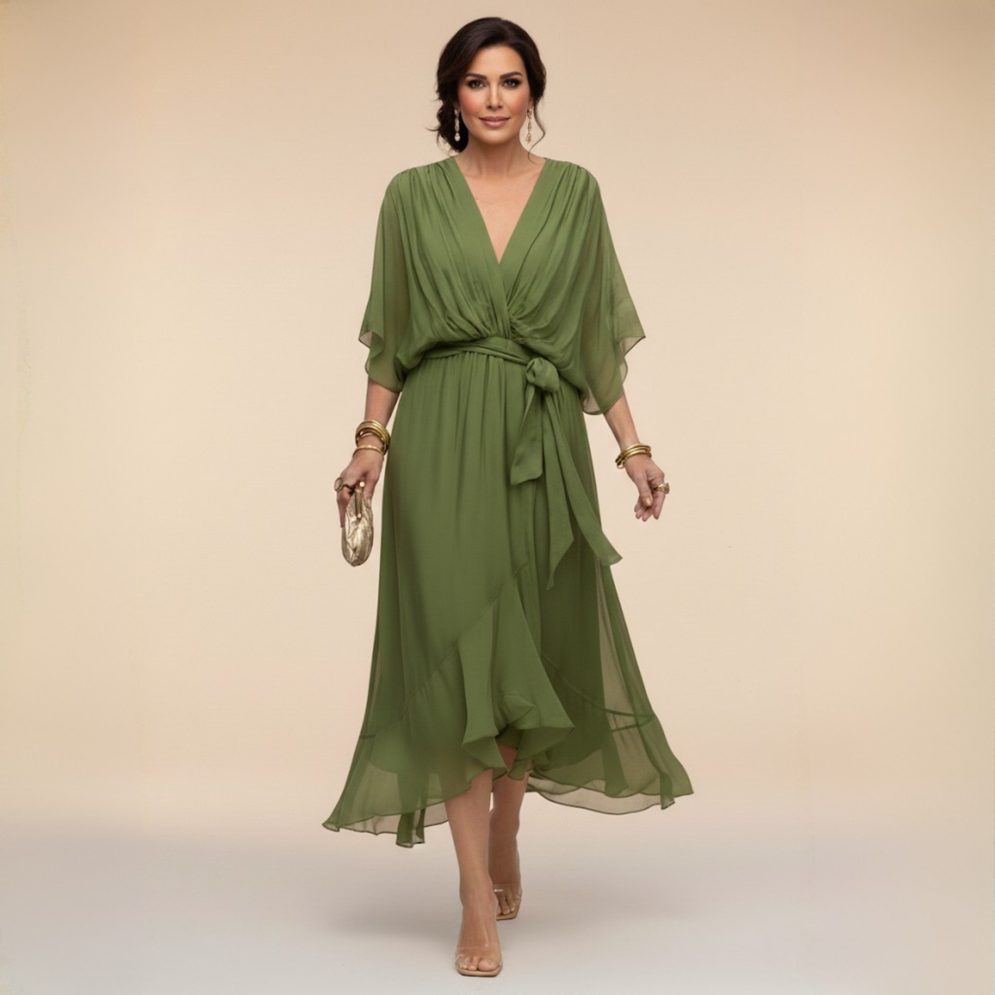 Sarah | Sandra Chiffon V-Neck Dress