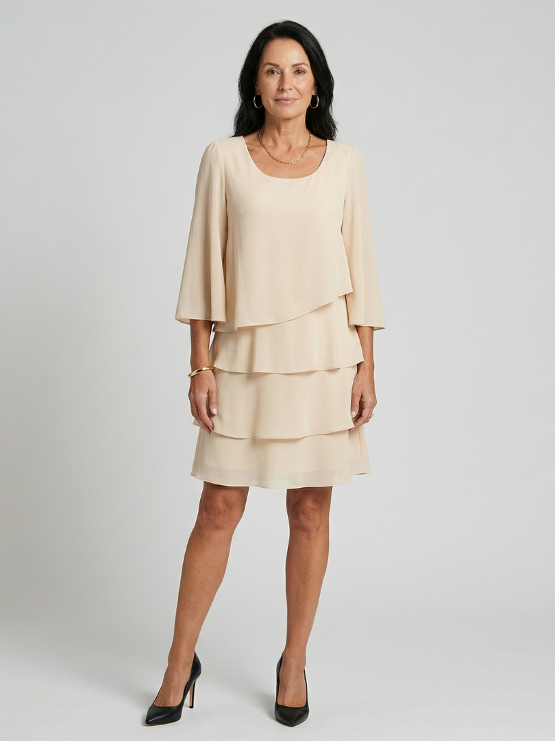 Harper | Layered Flare Sleeve Knee Length Dress