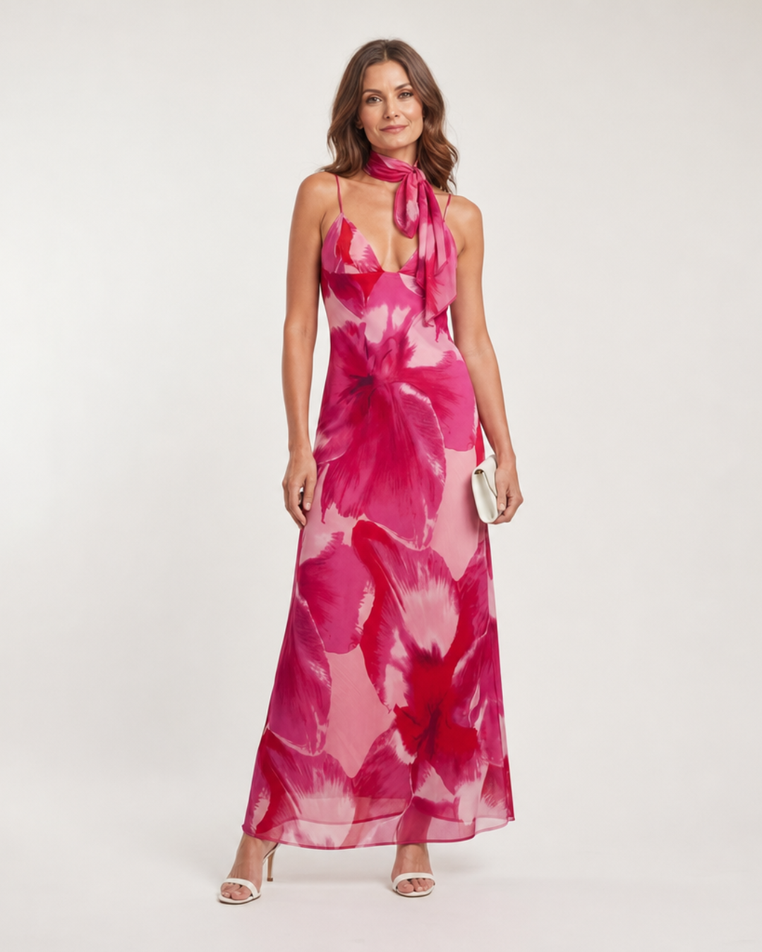 Najem | Watercolor Print Sleeveless Deep V Midi Dress