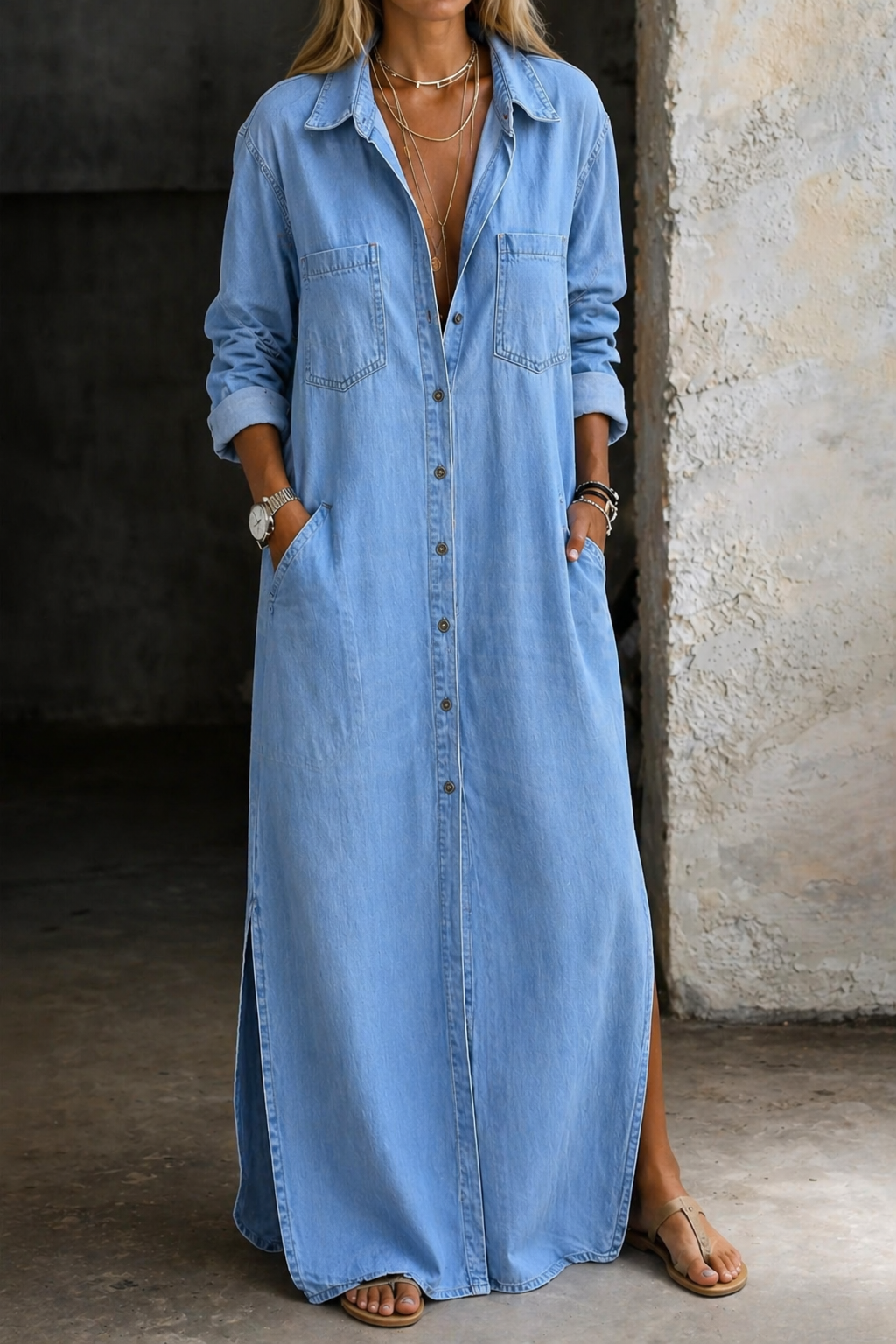 Delana | Button Down Maxi Shirt Dress