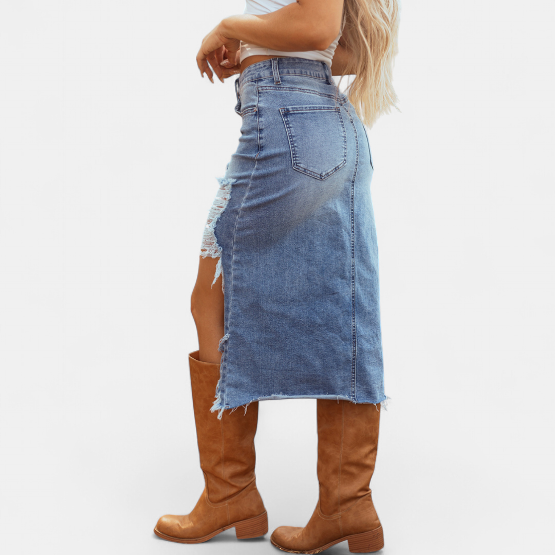 BLAKE™ – Relaxed High-Waist Denim Maxi Skirt