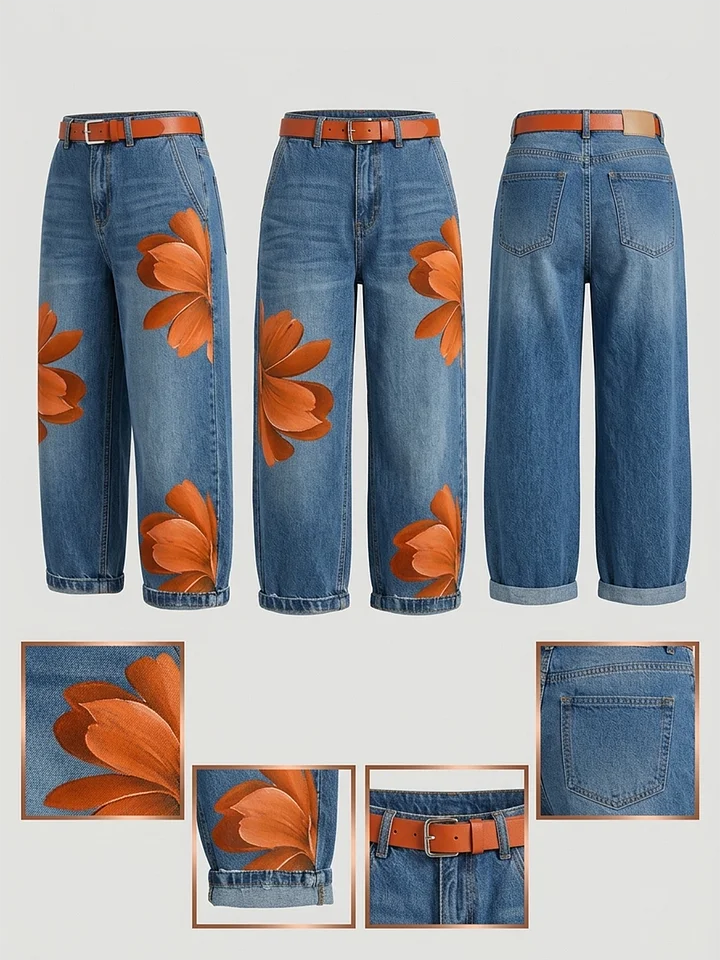Maud - Linen Shirt Dress and Floral Jeans