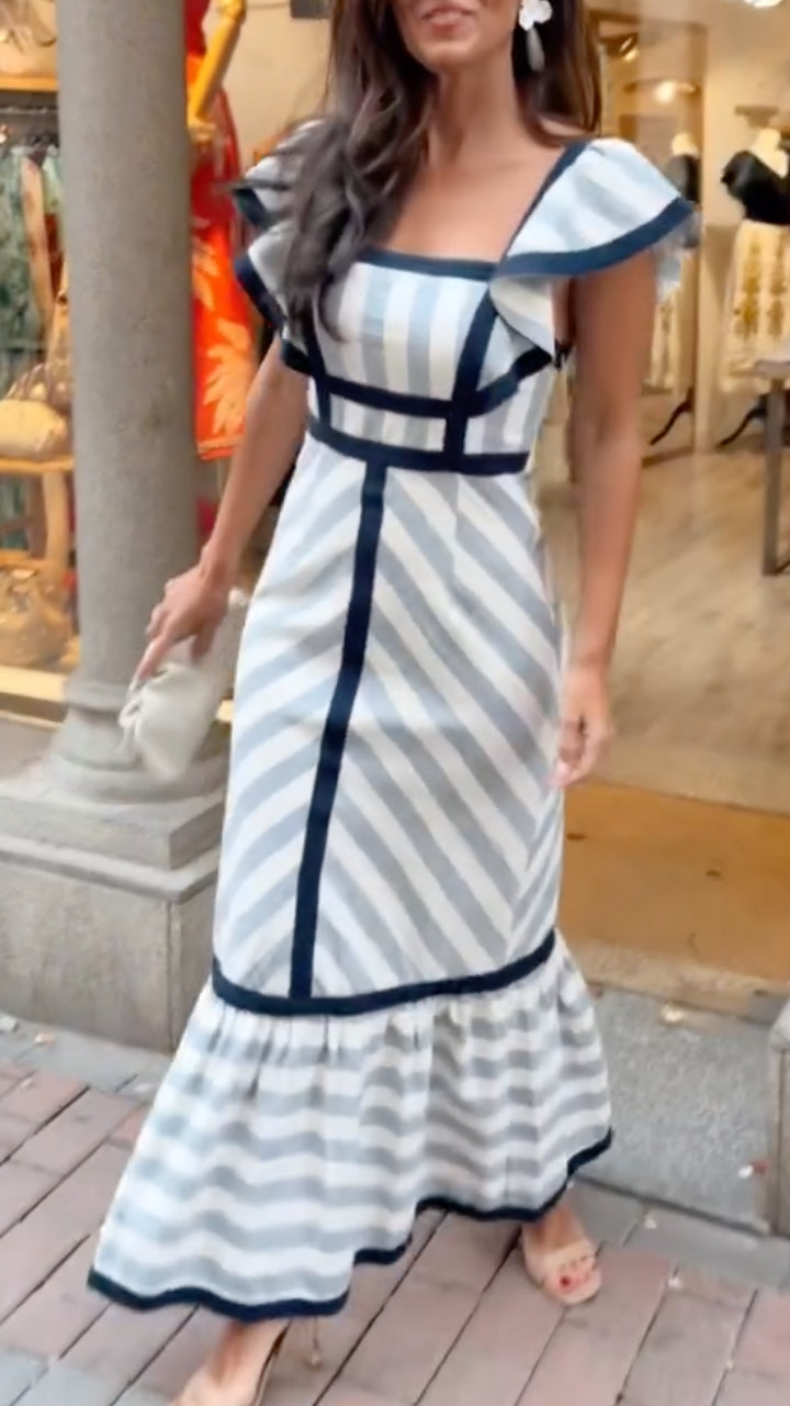 Dianne | Retro Striped Maxi Dress