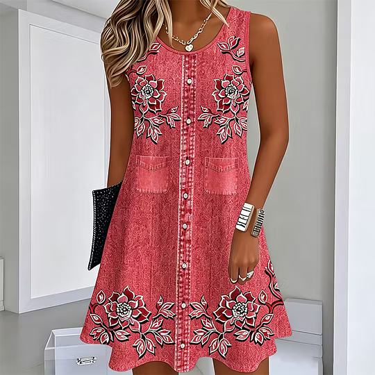 Natalia | Floral Summer Dress with Buttons
