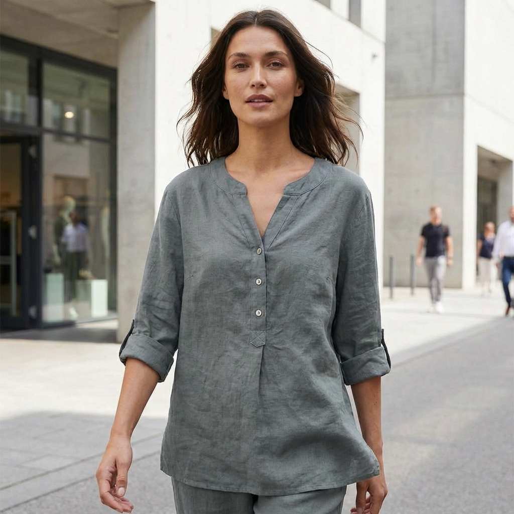 RAVENNA – Women’s Oversized Blouse with V-neck and Buttons