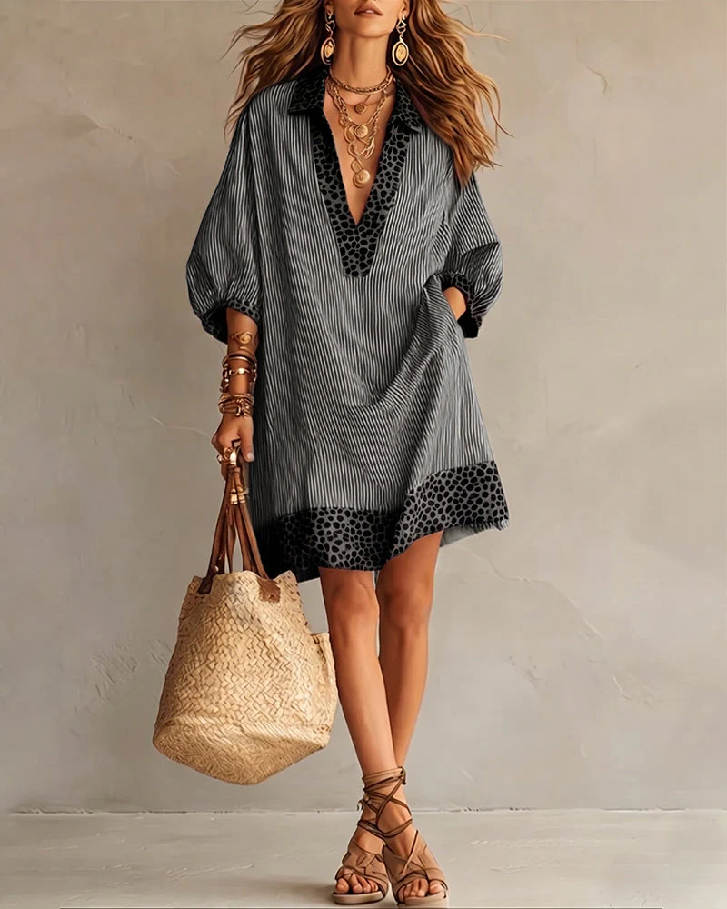 Zélie | Leopard Print Striped Dress