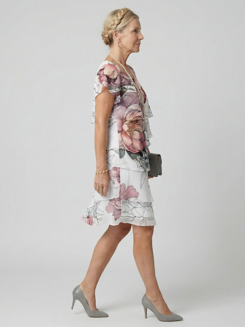 Avery | Clean Floral Knee Length Dress
