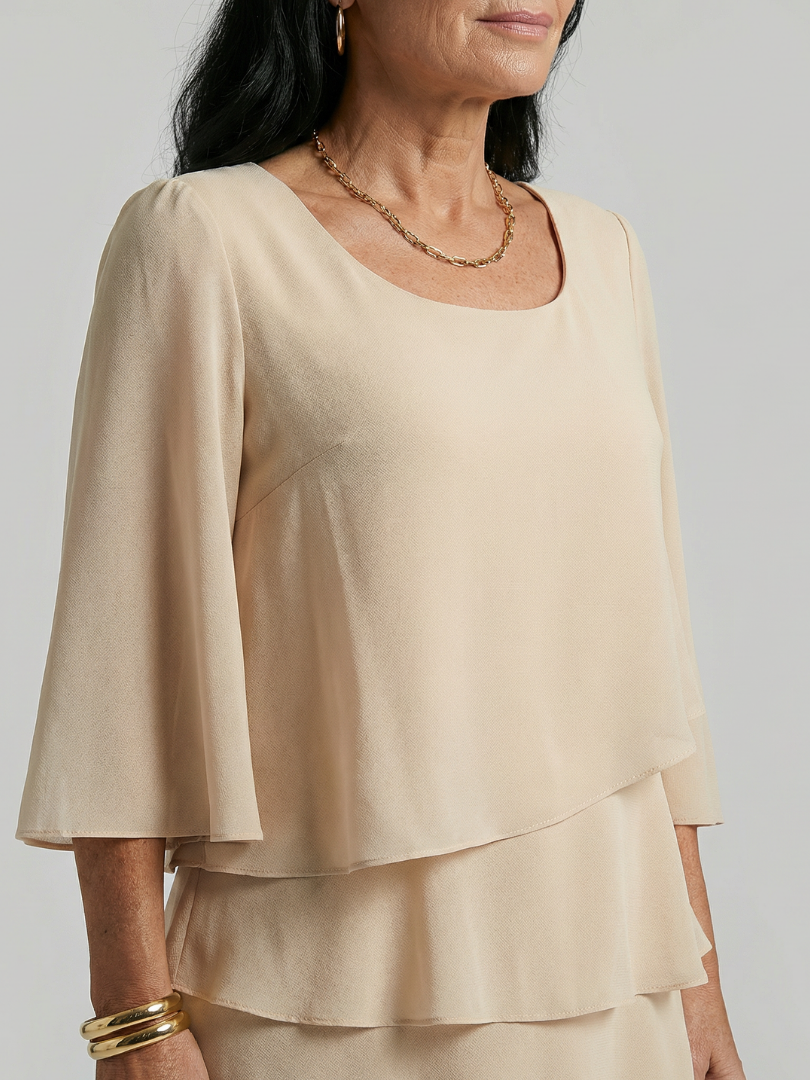 Harper | Layered Flare Sleeve Knee Length Dress