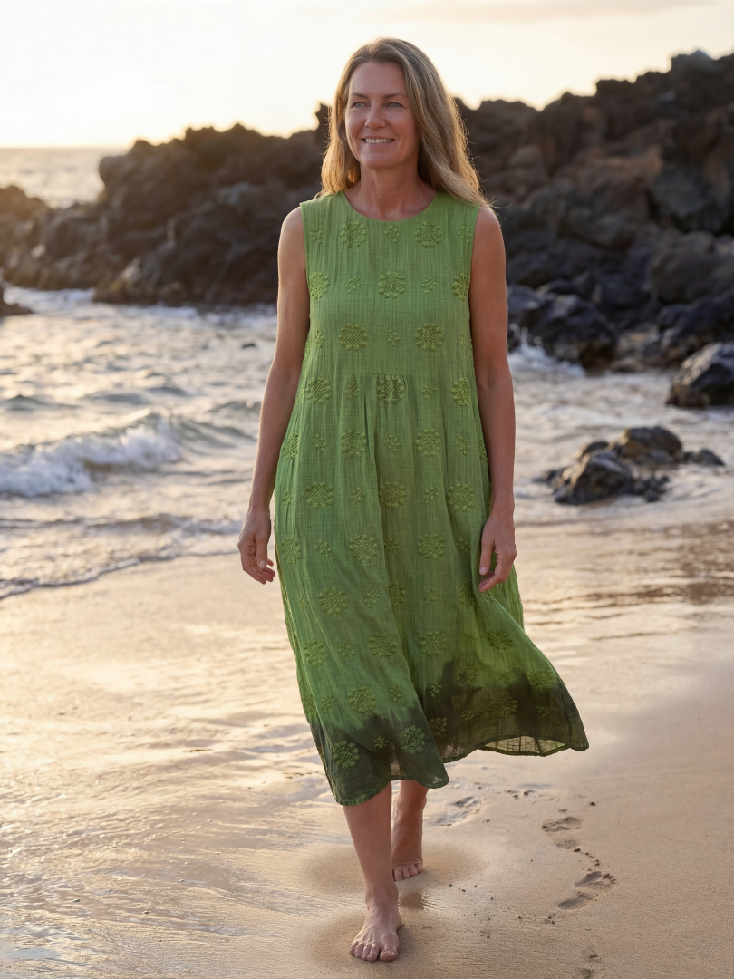 Una | Garden Texture Midi Dress