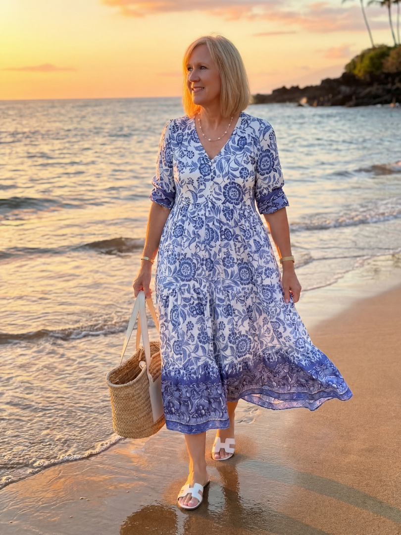 Kaylyn | Porcelain Midi Dress