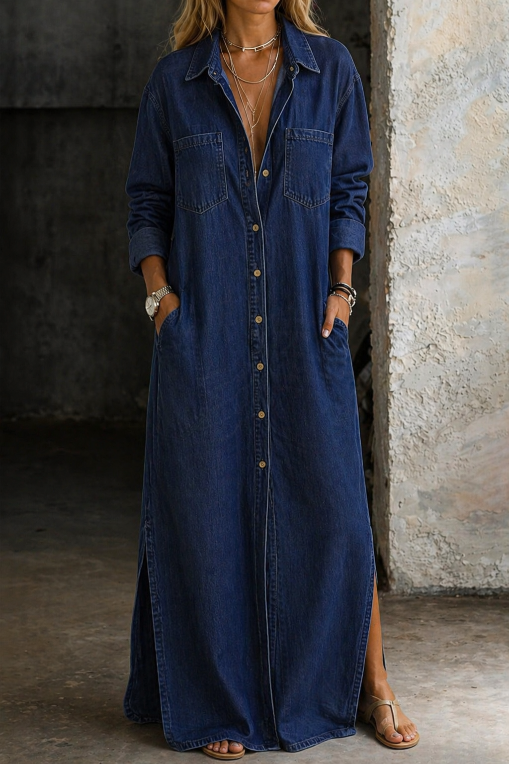 Delana | Button Down Maxi Shirt Dress