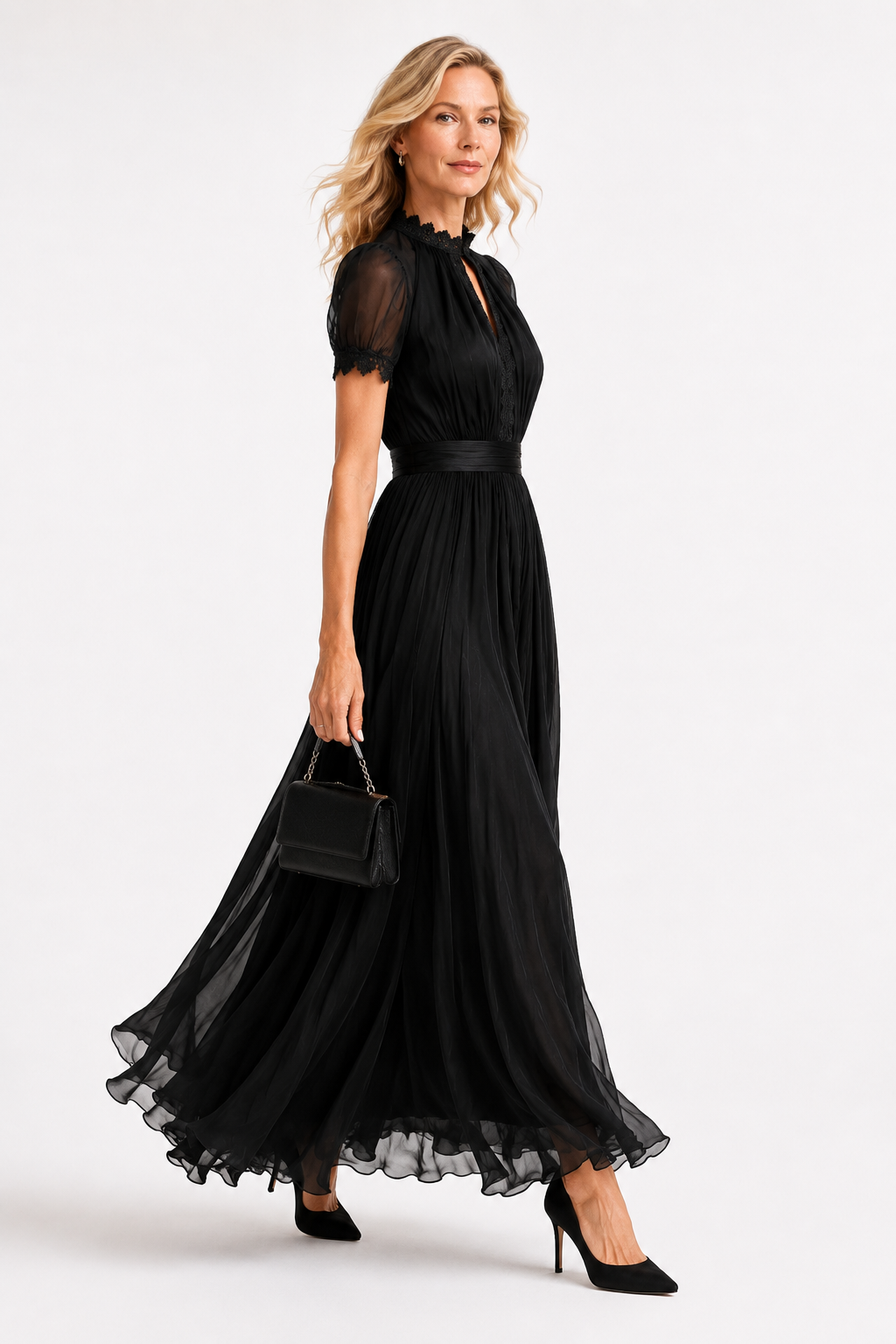 Bailey | Elegant Chiffon Lace Maxi Dress