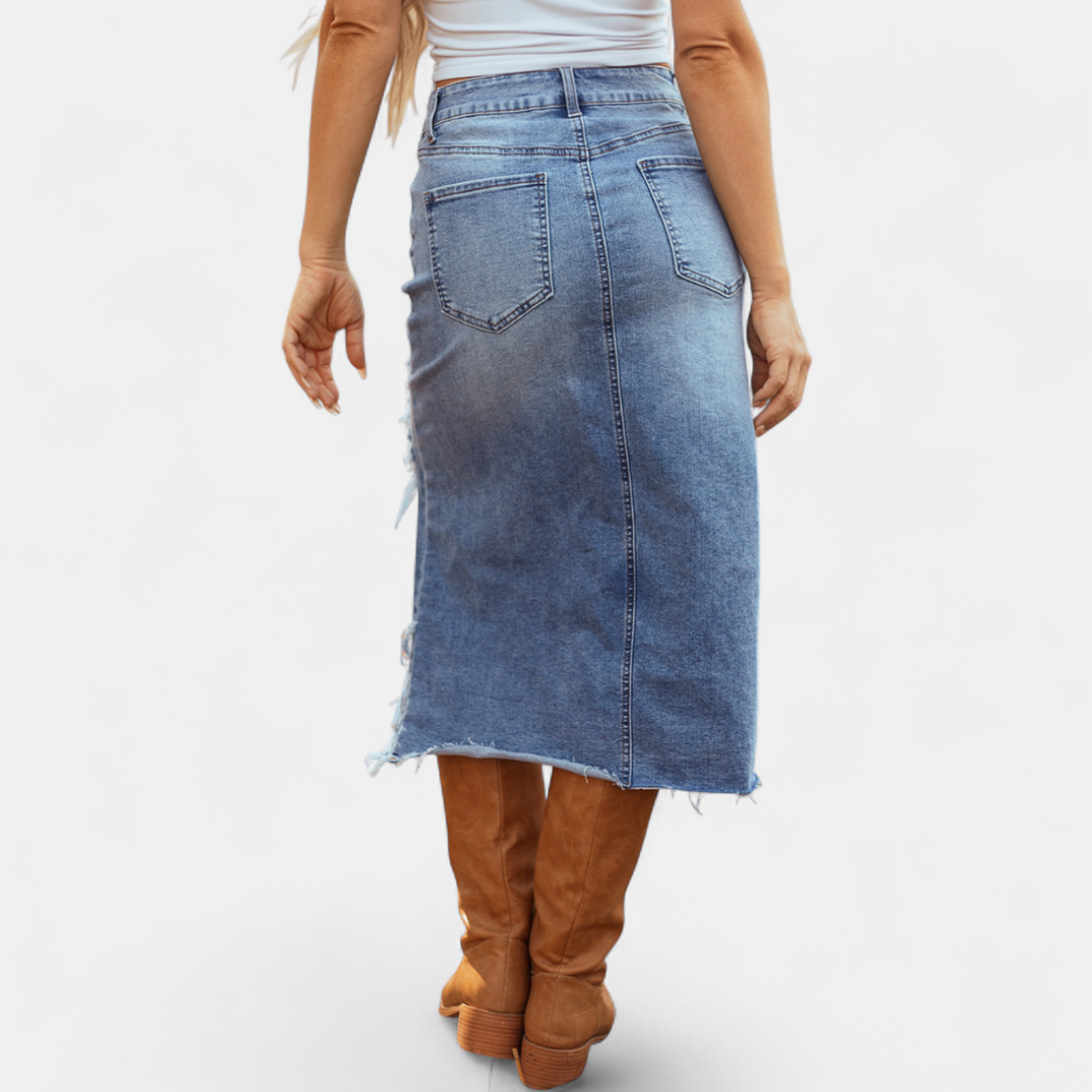 BLAKE™ – Relaxed High-Waist Denim Maxi Skirt