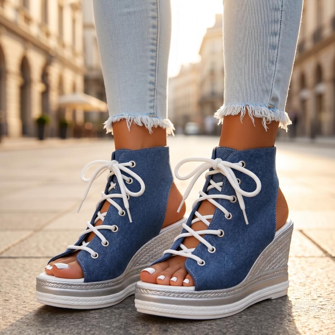 Camille | Effortless Chic Lace-Up Wedge Sandals