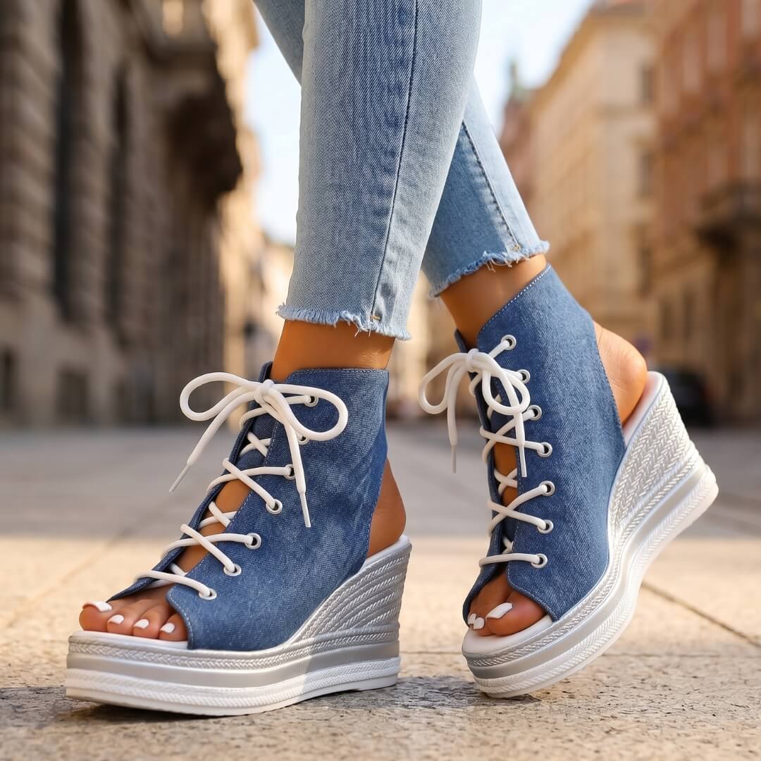 Camille | Effortless Chic Lace-Up Wedge Sandals