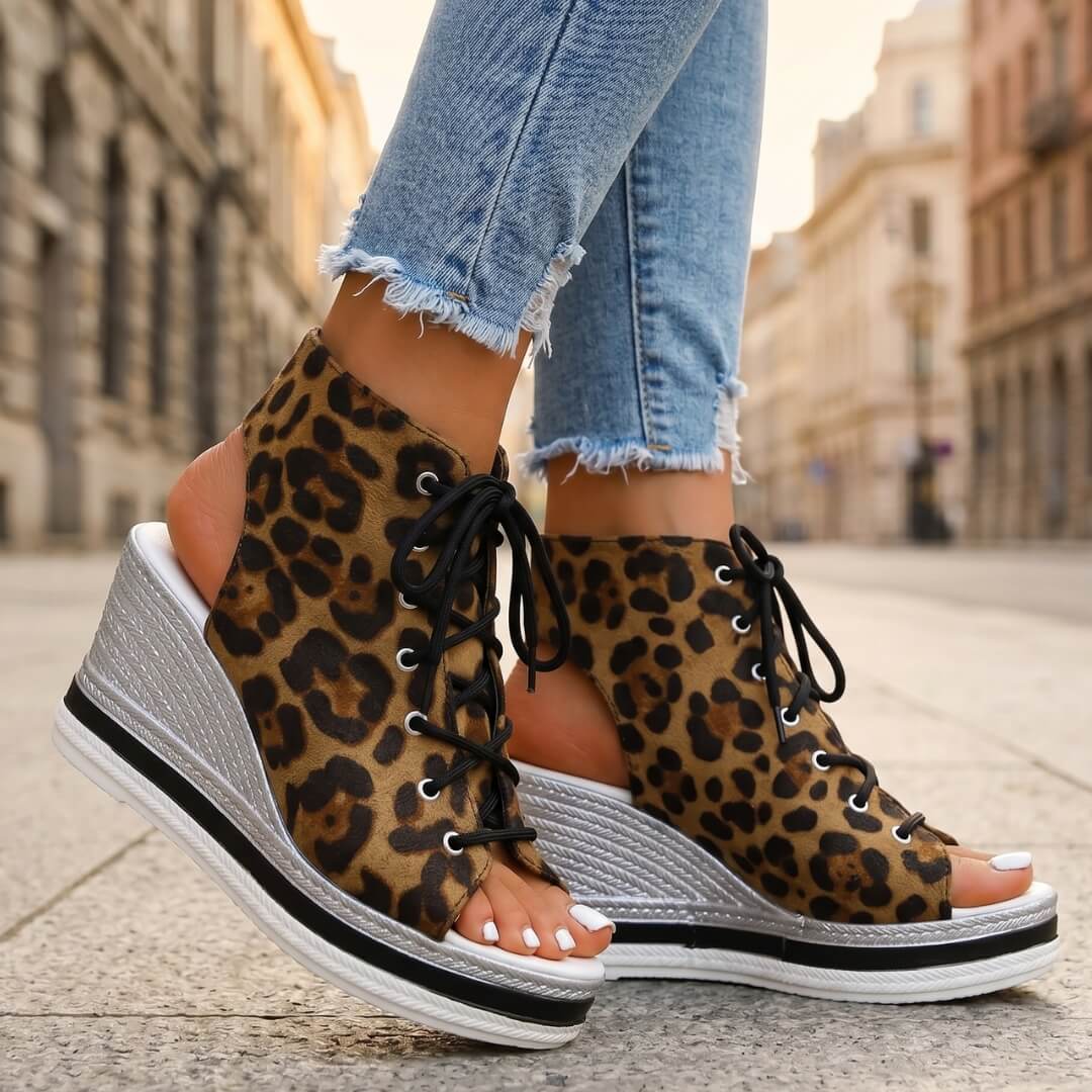 Camille | Effortless Chic Lace-Up Wedge Sandals