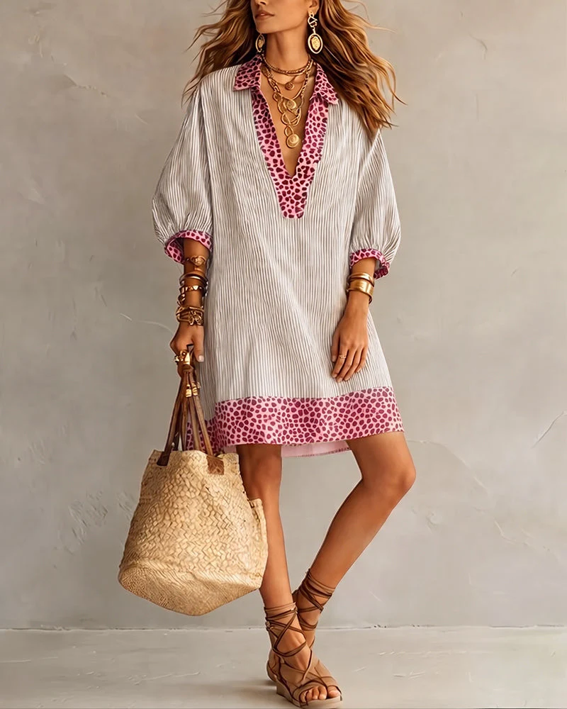 Zélie | Leopard Print Striped Dress