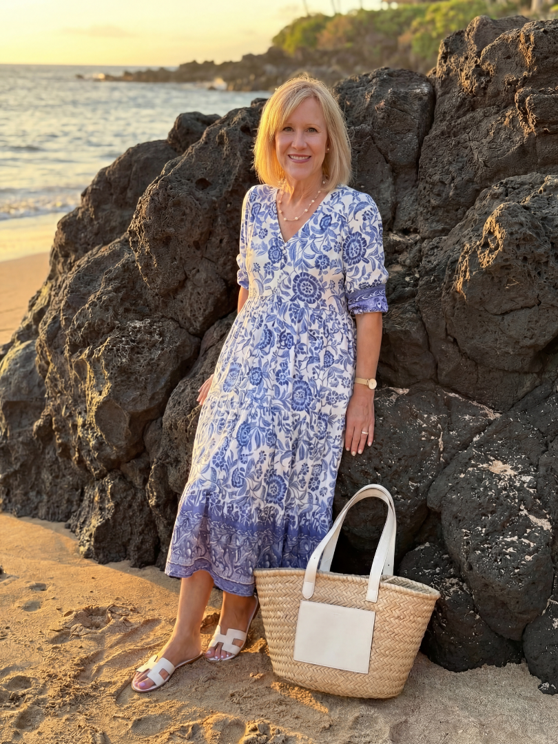 Kaylyn | Porcelain Midi Dress