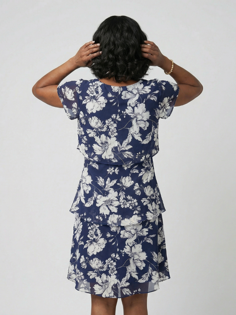 Riley | Subtle Floral Knee Length Dress