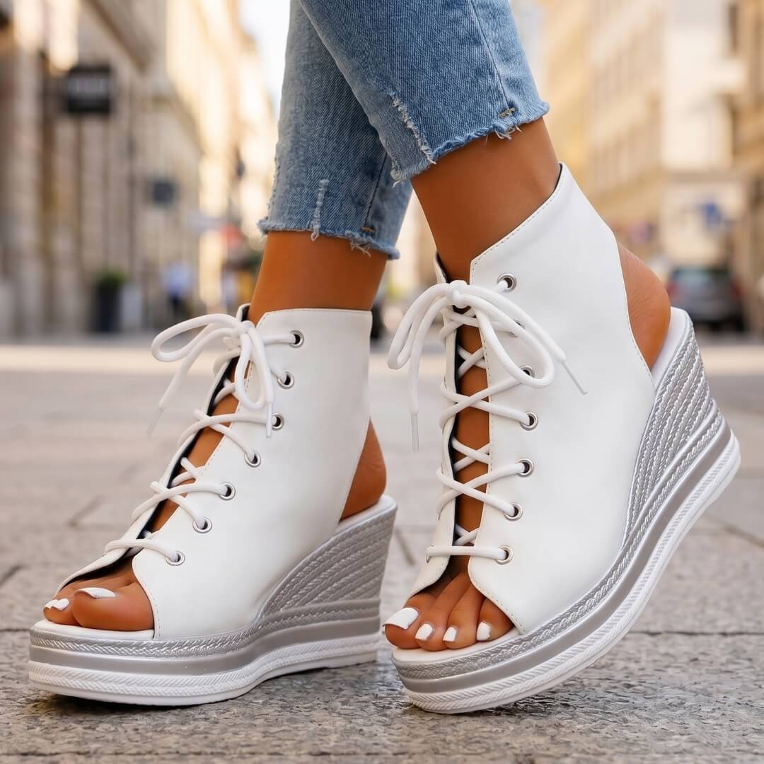 Camille | Effortless Chic Lace-Up Wedge Sandals