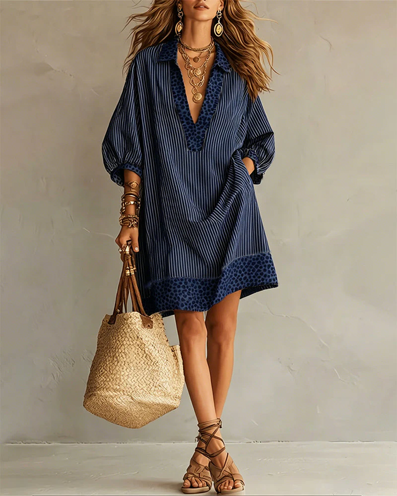 Zélie | Leopard Print Striped Dress