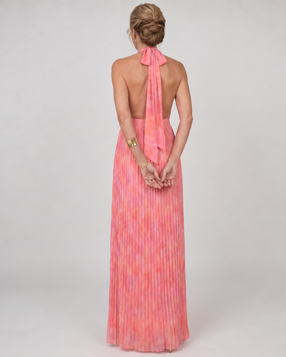 Serah | Pleated Halter Neck Sleeveless Maxi Dress