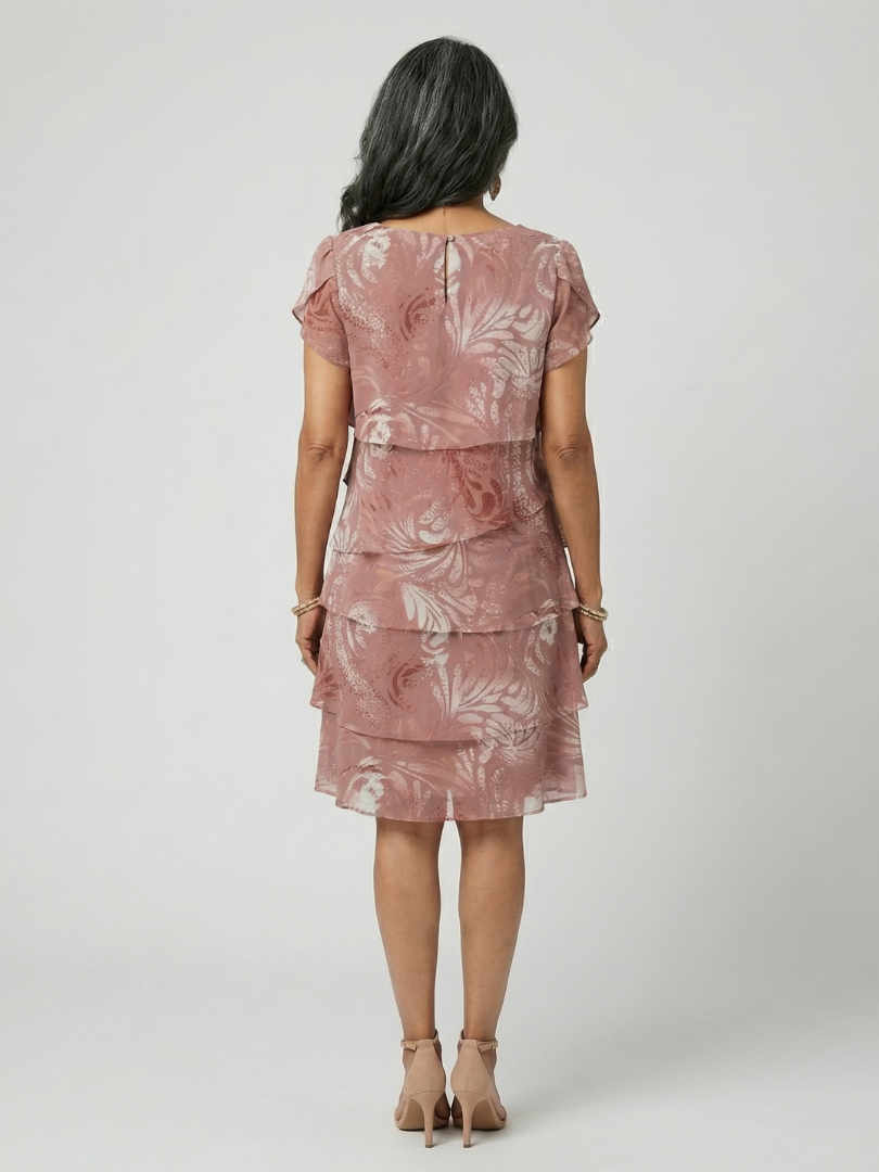 Abigail | Soft Motif Tier Knee Length Dress