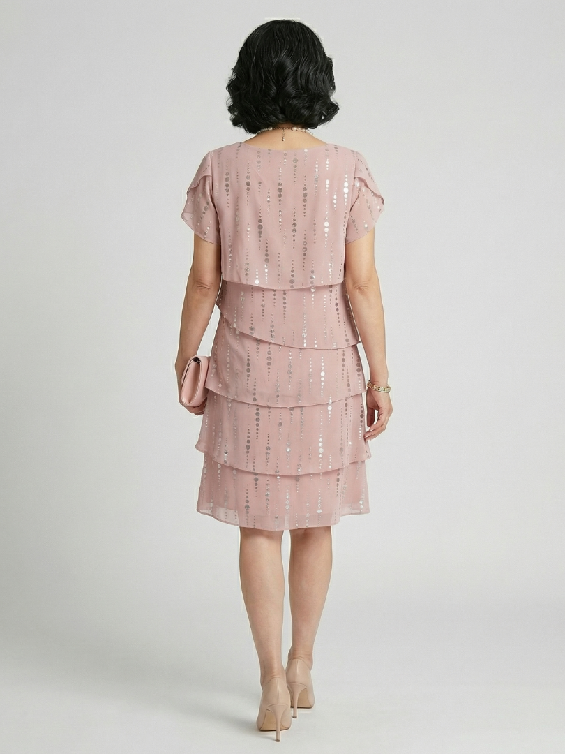 Elizabeth | Poised Dot Line Knee Length Dress