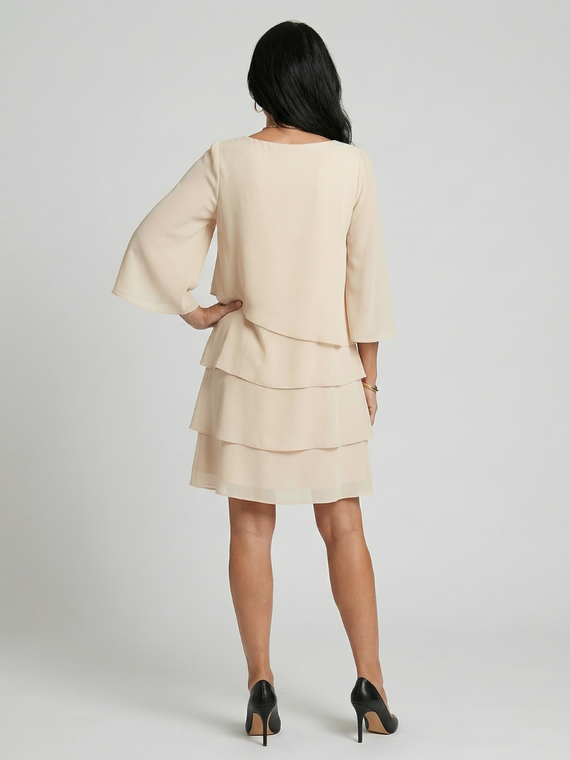 Harper | Layered Flare Sleeve Knee Length Dress