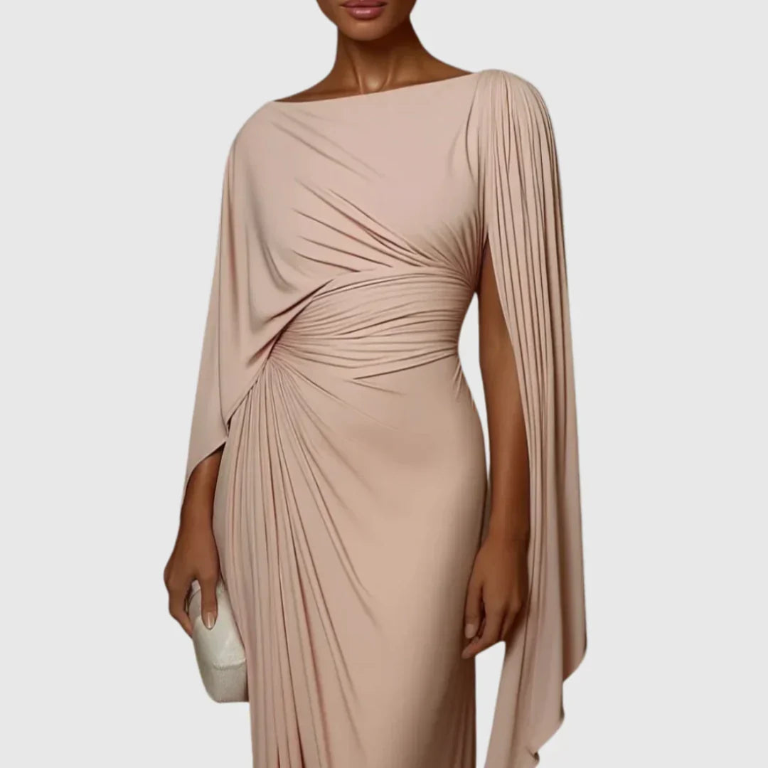 Lyssa | Elegant Draped Cape Sleeve Maxi Dress