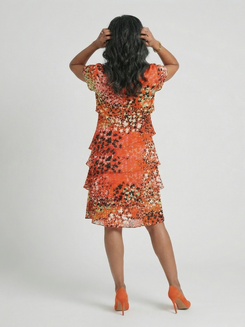 Hannah | Speckled Tier Knee Length Dress