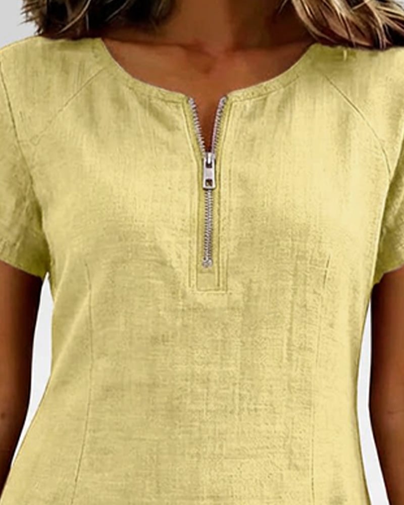 Sola Dress — Cotton Linen with Zip & Pockets