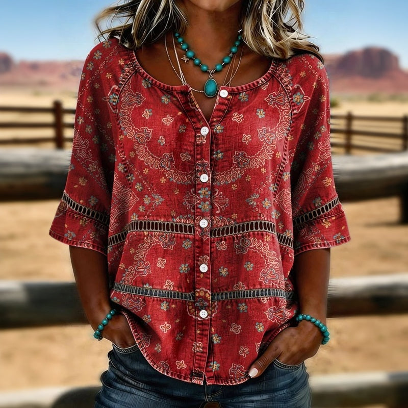 Sophie | Heritage Charm Button-Up Blouse