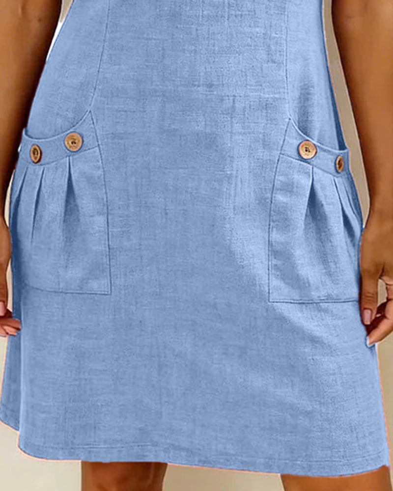 Sola Dress — Cotton Linen with Zip & Pockets
