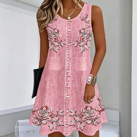 Natalia | Floral Summer Dress with Buttons