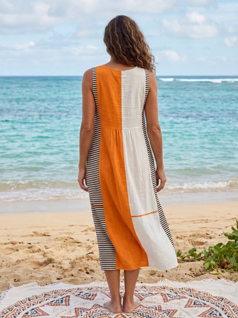 Sahasra | Color Block Stripe Midi Dress