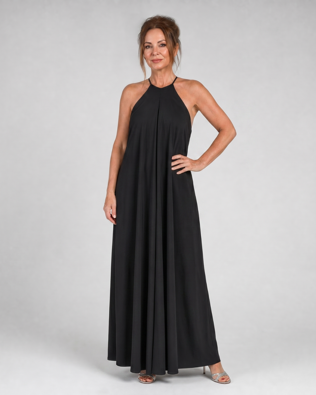 Shotle | Sleeveless Soft Neck Flowing Maxi Dress