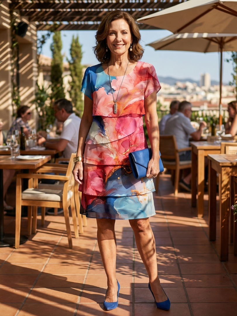 Olivia | Poised Marble Knee Length Dress