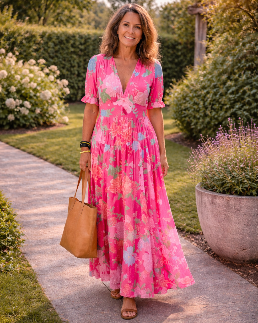 Ione | Floral Print V-Neck Maxi Dress